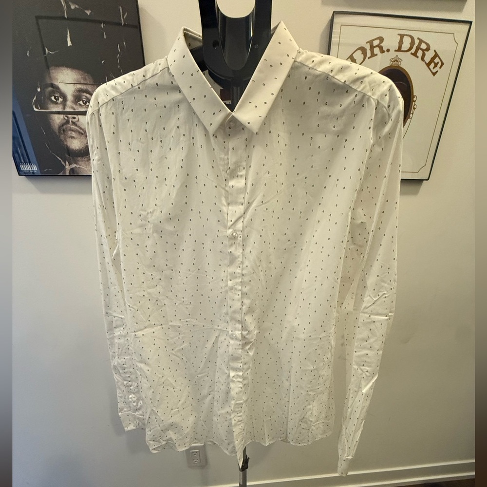 HUGO by Hugo Boss White Patterned Dress Shirt – Men’s XL